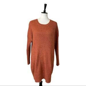Fashion Nova Sweater Dress Oversized Ribbed Long Sleeves Crew Neck Orange Size S